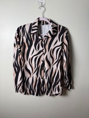 Shirt Button Up Satin Animal Print Women's Shirt